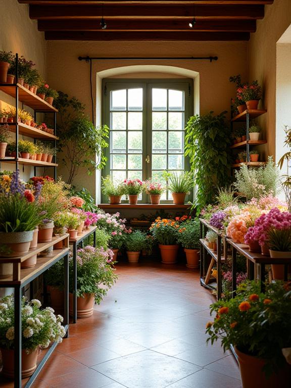 L'interno accogliente del negozio di fiori Goccia di Rosa a Firenze.